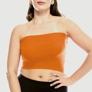 NWT Eloquii Neon Orange Tube Top Crop Shirt Size 28
